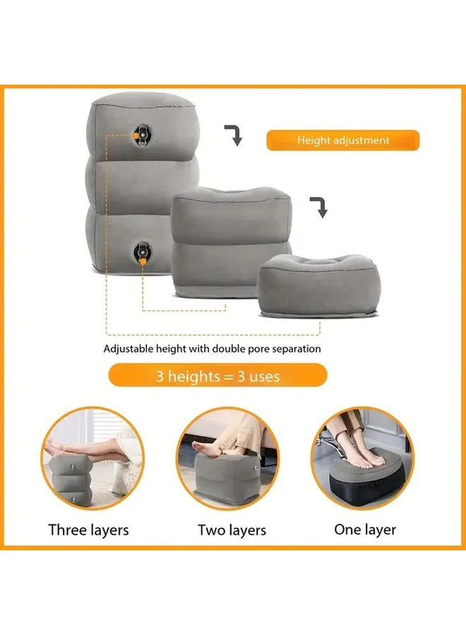 Inflatable Foot Pillow Adjustable Height Travel Office Home Cushion Grey - Image 1